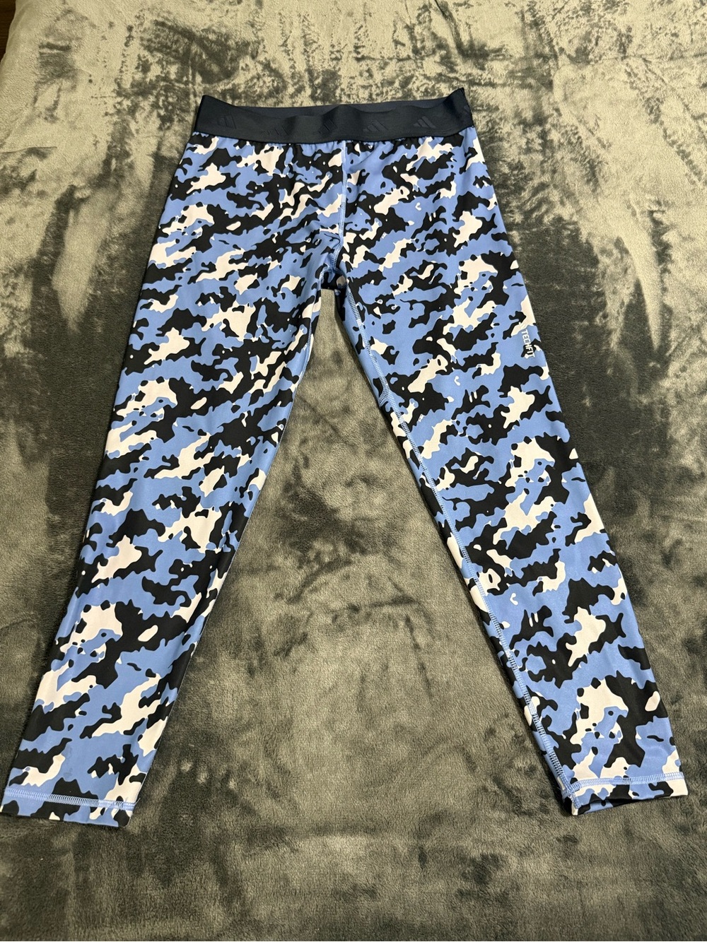 adidas Light Blue and White Tight Fit Leggings